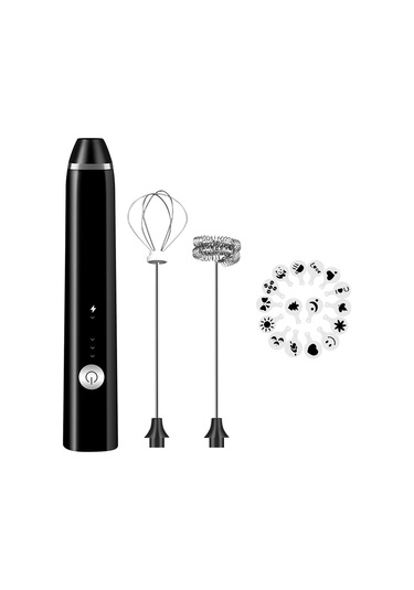 Soulader Şarj Edilebilir Elektrikli Süt Köpürtücü Makinesi 3 Hız Ayarı İle Sıcak Soğut Köpük Yapıcı Siyah