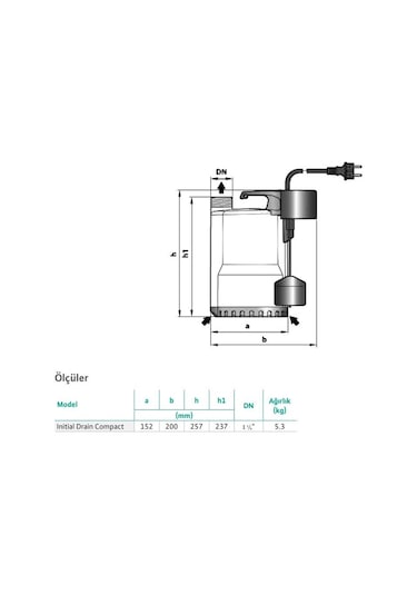 Wilo Drain Compact Gizli Flatörlü Az Kirli Su Drenaj Dalgıç Pompa