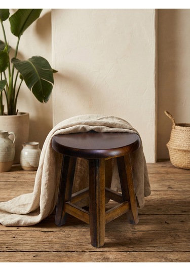 Ahşap Tabure 35 Cm Şık Ve Dayanıklı Ceviz