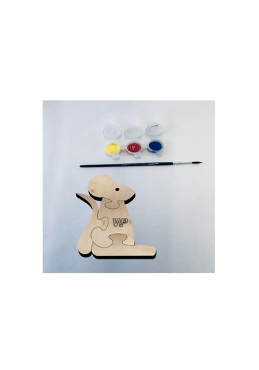 Masif Ahşap Puzzle Çocuklar İçin Boyanabilir Fare Boya Setli
