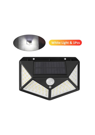 Singree Güneş Enerjili Dört Yönlü Aydınlatma Duvar Lambası - İnsan Algılama 100 Led - Dış Mekan Bahçe Işığı Siyah Beyaz