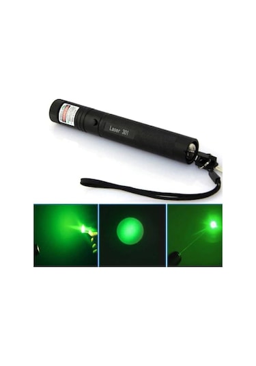 Yeşil Lazer Pointer 15km Şarjlı Kutusunda Siyah