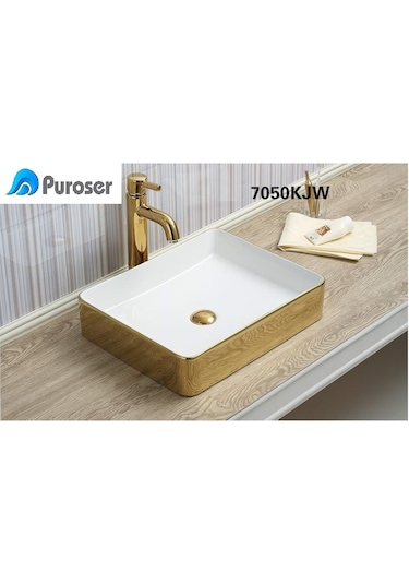 Puroser Likya Altın Tezgah Üstü Çanak Lavabo