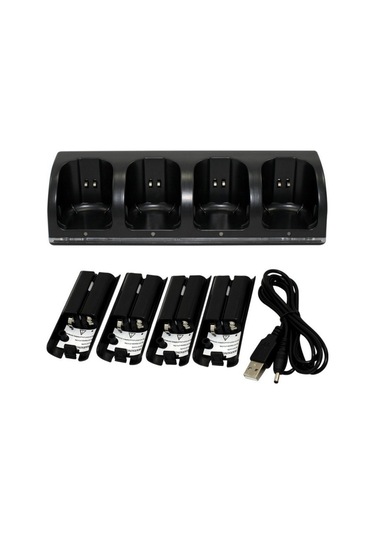 Yuntech01 Wii Kumanda Şarj Aleti 4'lü 2800mah Pil Seti Beyaz Mavi Işıklı Siyah G468/w Siyah