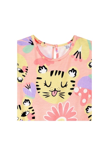 Denokids Leo Flower Kız Çocuk Tüllü Elbise Pembe