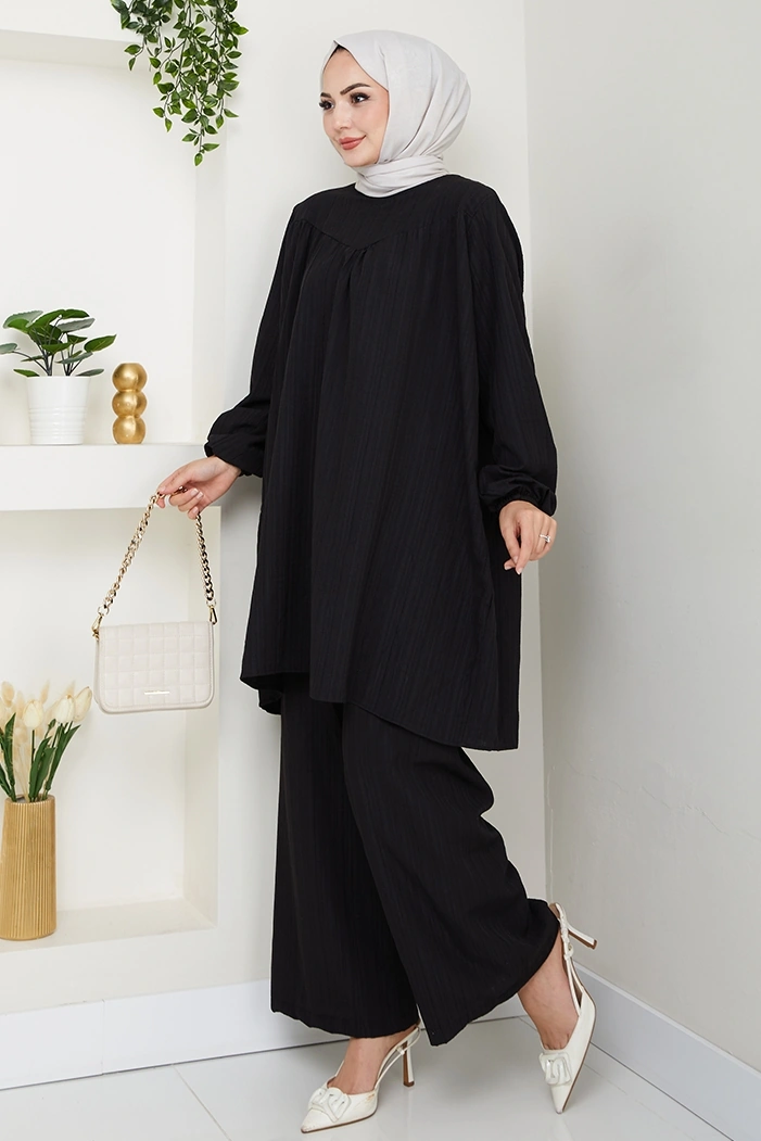 Tunik Pantolon İkili Takım 1606 - Siyah Siyah