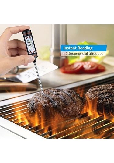 Hightower Siyah 1 Adet Dijital Et Termometresi Yüksek Hassasiyetli Mutfak Fırın Izgara Sıcaklık Sensörü