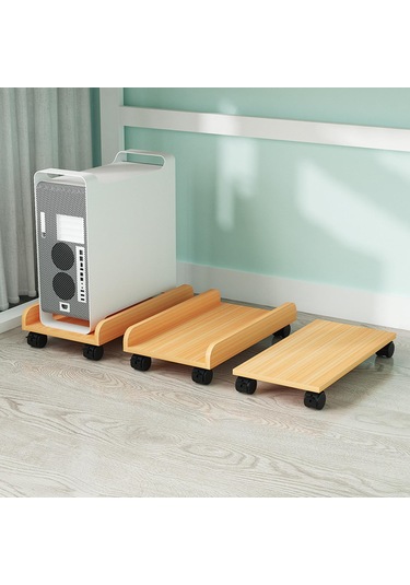 Homyl Masaüstü Cpu Ahşap Tekerlekli Stand Bilgisayar Kasası