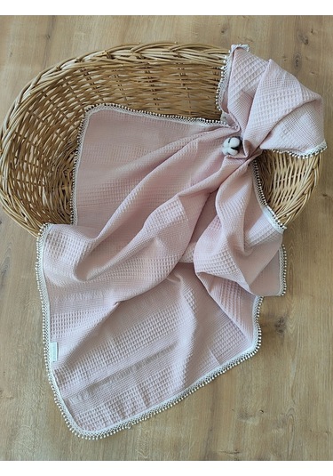 Bebek Battaniyesi Bebek Örtüsü Puset Örtüsü Çok Amaçlı Bebek Pikesi Mevsimlik Hediyelik 80x90 Cm Pudra