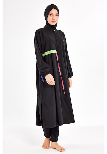 Uzun Tam Boy Spor Likra Tam Kapalı Tesettür Mayo 1228 Siyah Siyah07 Siyah