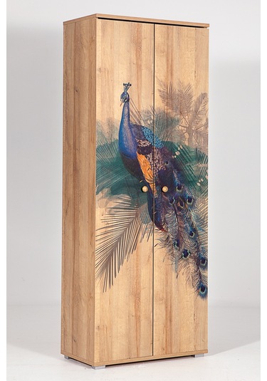 Nora Bird / 5 Raflı 2 Kapaklı Çok Amaçlı Mutfak Dolabı Banyo Dolabı Çok Amaçlı Dolap Kahverengi