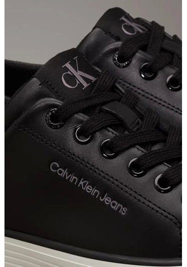 Calvin Klein Jeans Kadın Vulkanize Taban Siyah Deri Sneaker Çok Renkli