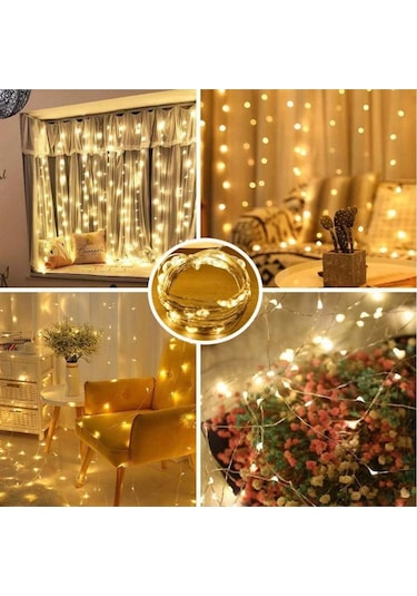 Perde Led Aydınlatma 3mx3m Kumandalı 8 Fonksıyonlu 300 Ledli 10 Sarkıtlı Peri Ledi Usb Girişli Çok Renkli