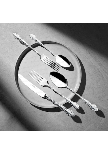 Nehir Adriana Saten 12 Kişilik 89 Parça Çatal Kaşık Bıçak Takımı Gümüş