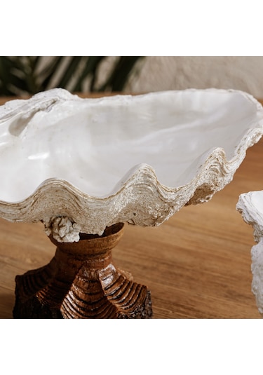 Mudo Home Shell Dekoratif Kase Beyaz 45x25x23 Cm
