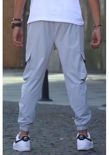 Madmext Boyalı Gri Kargo Cep Erkek Jogger Pantolon 5461 Boyalı Gri