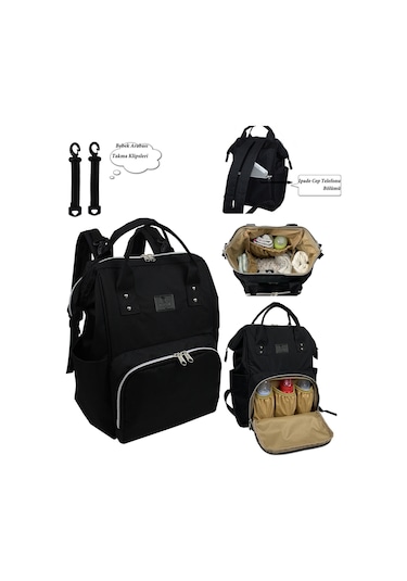 Bye Bye Paris Anne Bebek Bakım Sırt Çantası Siyah Çok Renkli