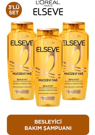 ELSEVE 3'lü L'Oréal Paris Elseve Mucizevi Yağ Besleyici Bakım Şampuanı 400 ml