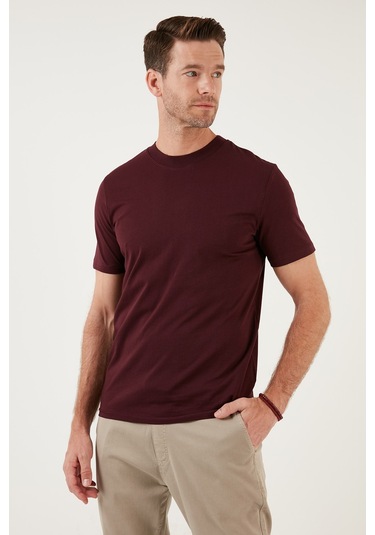Buratti Pamuklu Regular Fit Bisiklet Yaka Basic Erkek T Shirt 59020201 Vişne