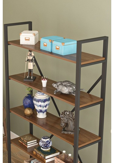 Wood House - Efsun Geniş Raflı Kitaplık - Ceviz