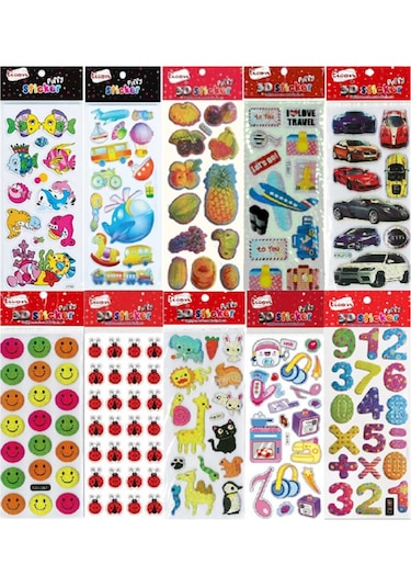 Kabartmalı Sticker Karışık Paket 200 Kartela