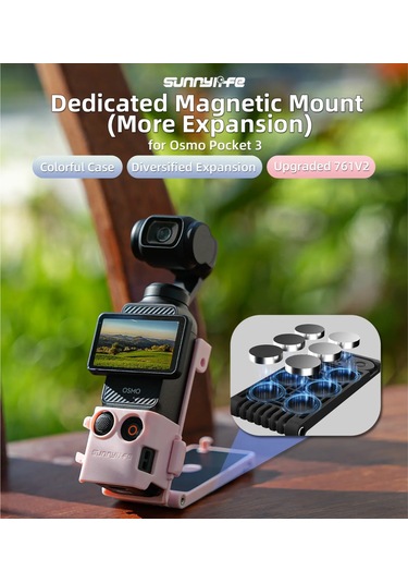 Yaozixa Sunnylife Osmo Pocket3 Manyetik Tutucu 761v2: 1/4" Bağlantı, İki Ayar Çıkışlı Ve Soğuk Ayaklı Dış Mekan Fotoğraf Ekipmanı Mavi