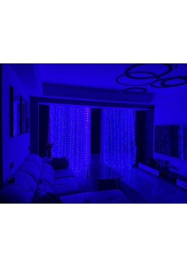 Vkemall Oda Dekorasyon Işığını: 3m 300 Led Mavi Perde Işık Zinciri, Uzaktan Kumanda Ve Pil Dahil Mavi