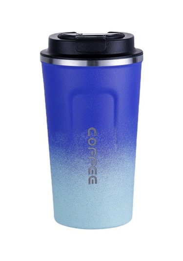 Skycity 510ml Akıllı Sıcaklık Gösteren Paslanmaz Çelik Vakumlu Termos Bardak, Isı/sıcak Tutma, Sızdırmaz, Araç Ve Seyahat İçin Mavi Degrade Beyaz