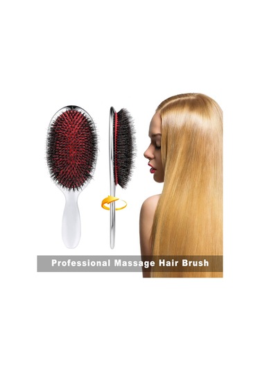 Xiyyadms Altın Renkli Saç Bakımı Fırçası - Antistatik Domuz Tüyü - Saç Doku Düzenleyici Ve Kafa Derisi Masajı
