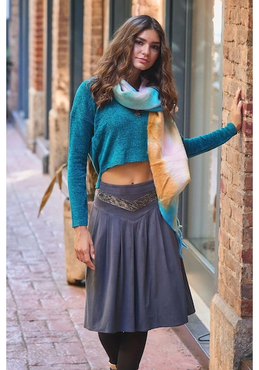 Antrasit Kloş Suet Midi Etek Antrasit