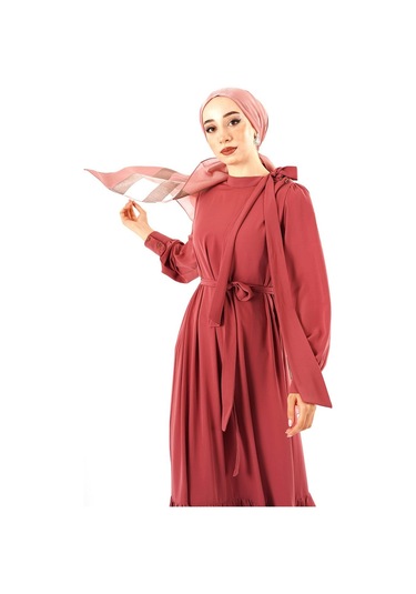 İpek Krep Elbise Kiremit