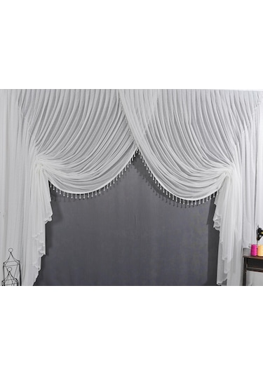 Kruvaze Tül Perde Incili Yıkama Torbası Mekanizma Hediyeli Tül