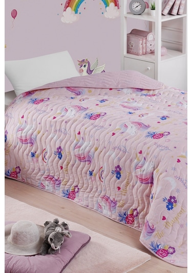 Eponj Home Çok Amaçlı Örtü Tek Kişilik Magical Pembe