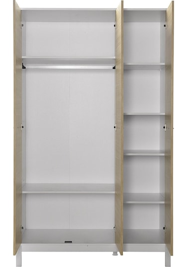 London 3 Kapaklı Gardırop-meşe-beyaz 120x202x52 Cm Gxyxd