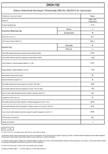 Beko KMX 1100 11 KG Çamaşır Kurutma Makinesi