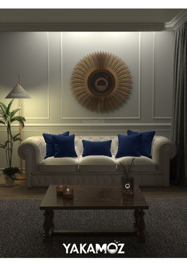 Br Yakamoz Gece Mavisi Kırlent , Yastık Kılıfı Kadife Görünümlü Velvet Touch Serisi Gece Mavisi