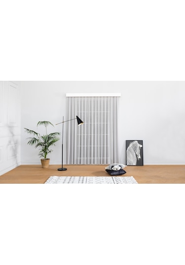 Massarelli Keten Folded Tül Gri Pilesiz