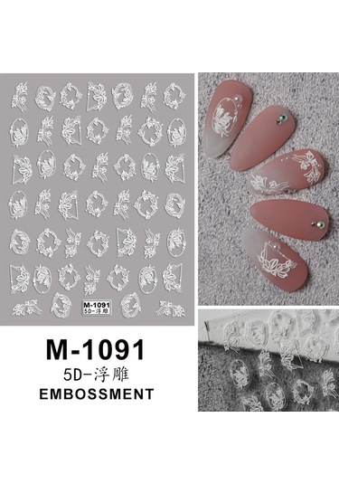 Nail Art Etiketler Çıkartmaları 5d Kabartmalı Kendinden Yapışkanlı Karikatür Çiçek Kelebek Yıldız Tırnak Çıkartmaları Turuncu