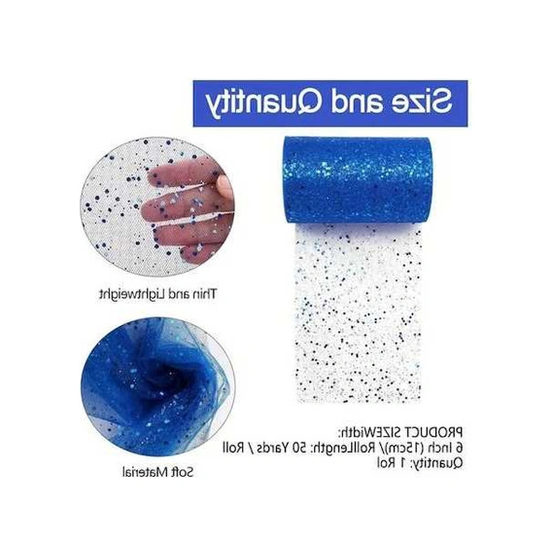 Trendooze İvory Glitter Tüll Rulo 6x50 Yard Etek Düğün Dekor