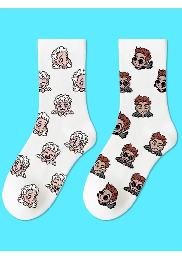 Geek On İyi Haberler Good Omens Meleği Baskılı Çoraplar 420675608 Beyaz