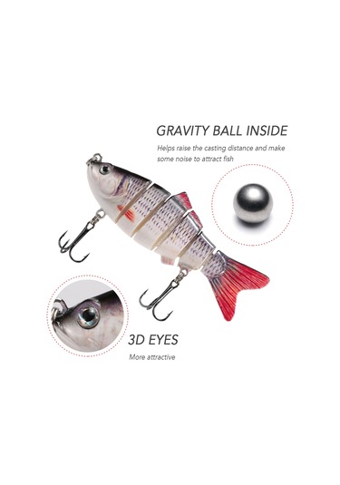 Neevoyu 5 Adet 10cm Sert Yem Balık Avı Oltası - Keskin Üçlü Kancalı Yapay Yem Seti