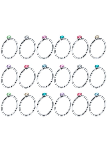 Suntek Kadınlar Kızlar Için Paslanmaz Çelik 18-adet-halka Çok Renkli