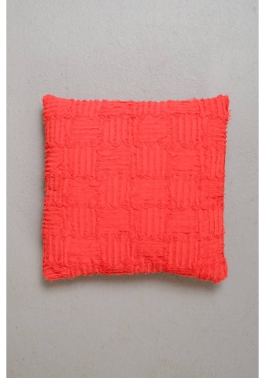 Peraluna Foam Pıllow Şifon Şerit Triko Yastık Kılıfı 45x45 Cm Koral - Koral