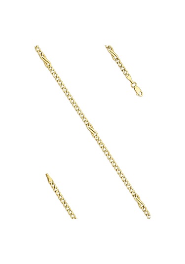 14 Ayar Altın Gurmet Zincirde Fiyonk Detaylı Bileklik Beyaz Altın