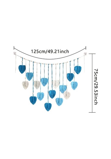 Elmpaly Mavi Yaprak Goblen Duvar Dekoru 124x73 Cm Ic Mekan Oturma Odasi Kafe Dıy