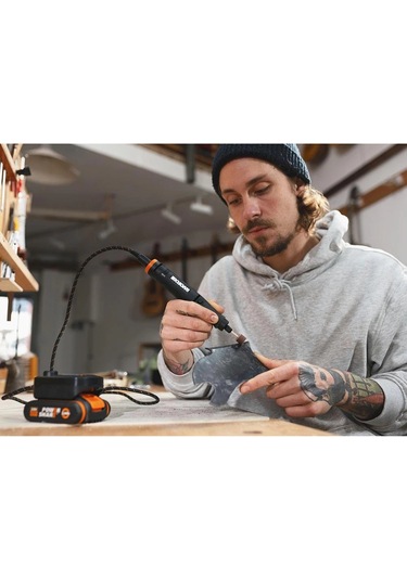 Worx Wx739 Makerx 20volt 2.0ah. Kömürsüz Profesyonel Kalem Tipi Devir Ayarlı Gravür Seti + 34 Parça