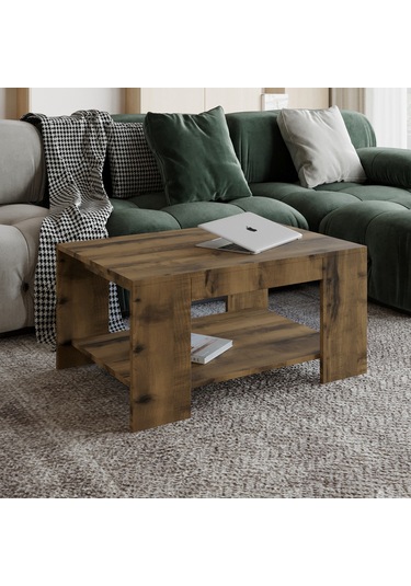 Lina Orta Sehpa Modern Minimal Tasarım Antik Ceviz
