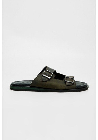 Valmenti Clemente Erkek Haki Hakiki Deri Düz Terlik 537 518-val Erk Trlk Y23 Haki