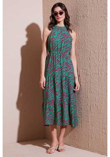 Sd Luxury Bayan Elbise 6784283 Yeşil-pembe Yeşil-pembe