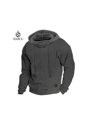 Yeni Uzun Kollu Kapüşonlu Erkek Sweatshirt'ü Koyu Gri